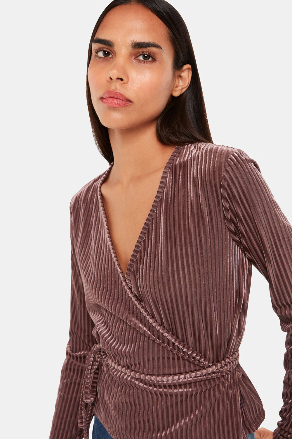 Velvet Stripe Wrap Cardigan