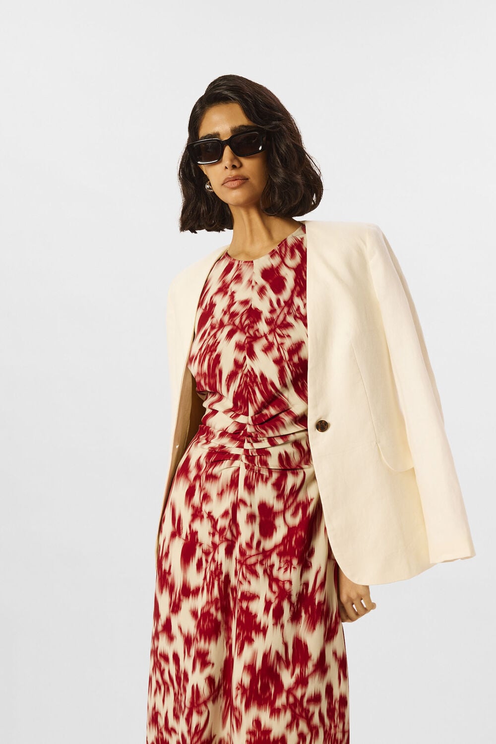 Blurred Floral Crepe Dress