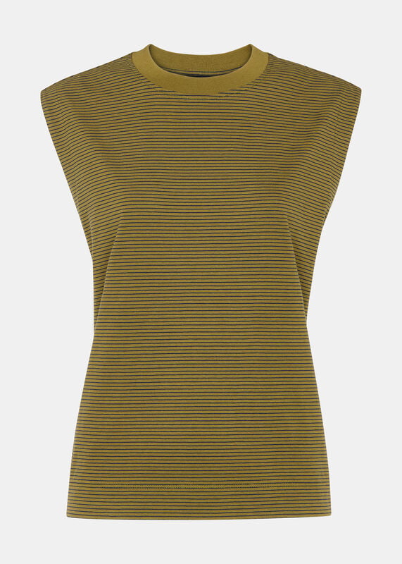 Khaki Edie Stripe Sleeveless Vest