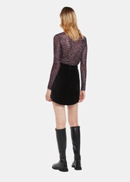 Velvet Curved Hem Mini Skirt