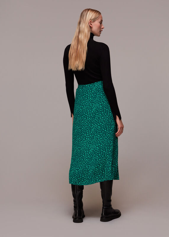 Green Lava Spot Button Through Skirt