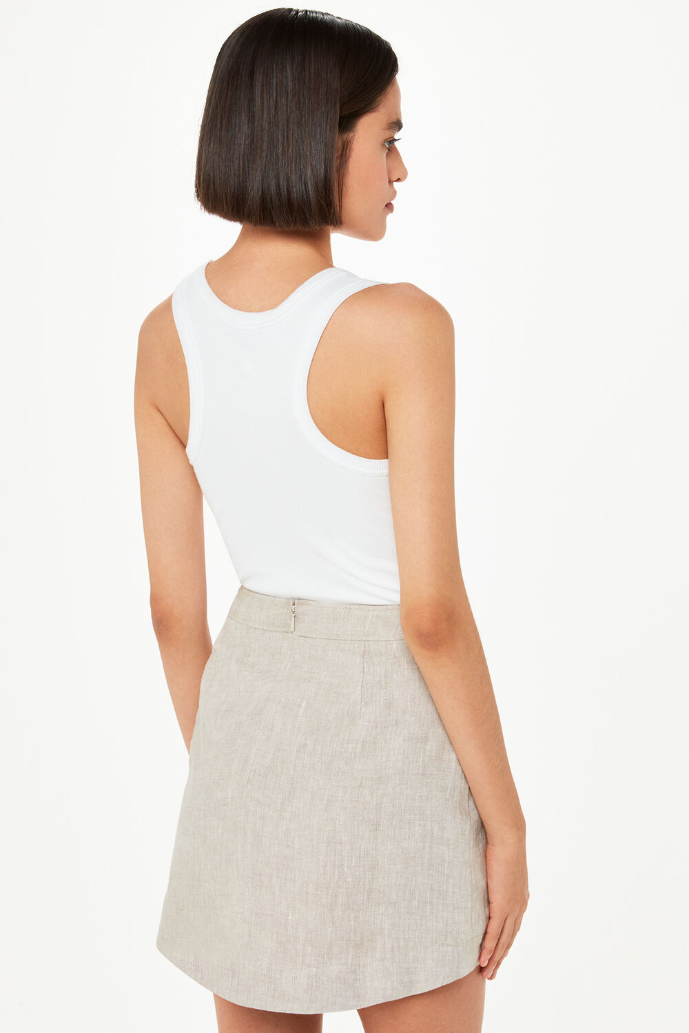 Curved Hem Linen Skirt