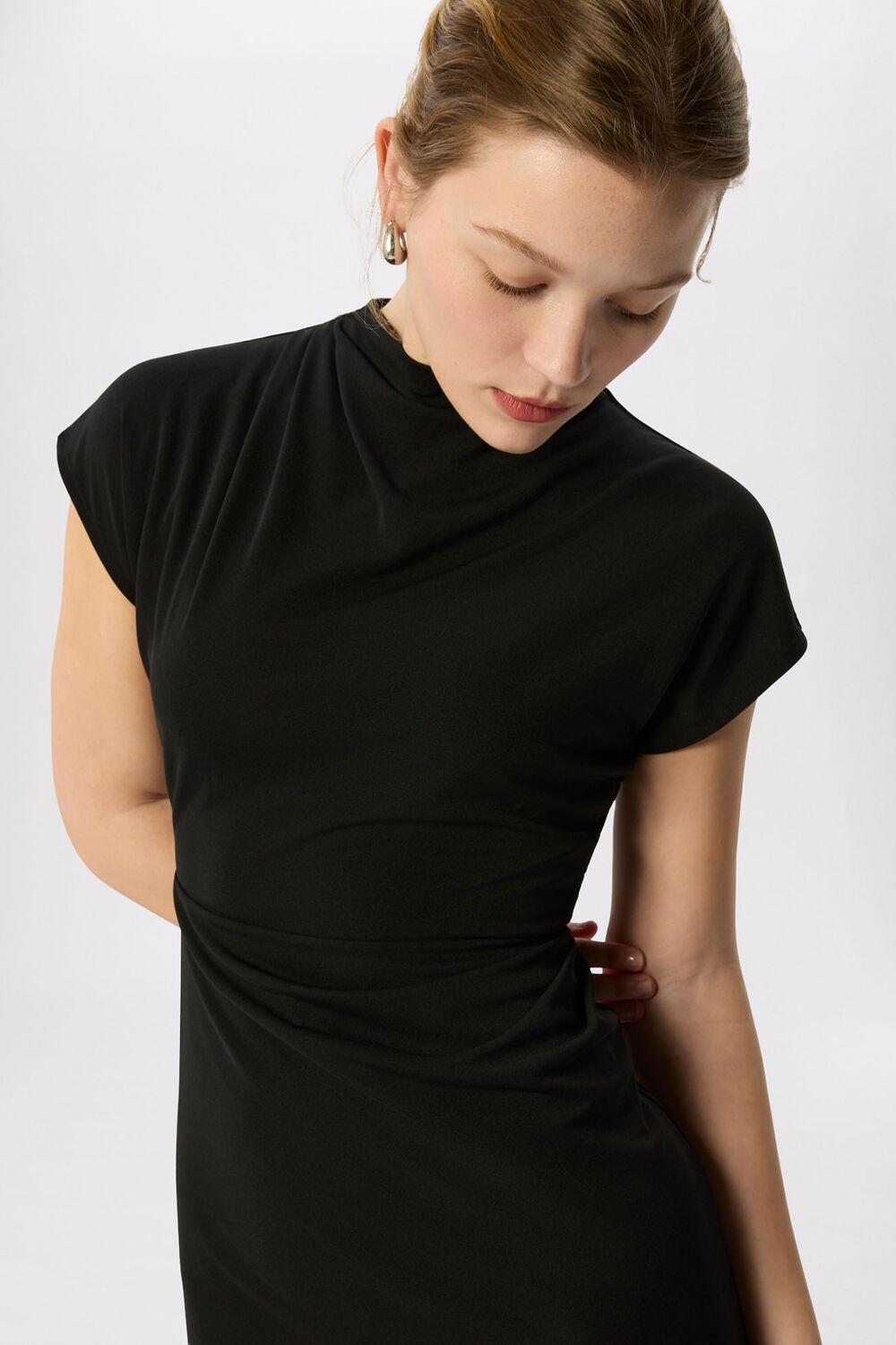 Black Jersey Sheer Underlayer Dress