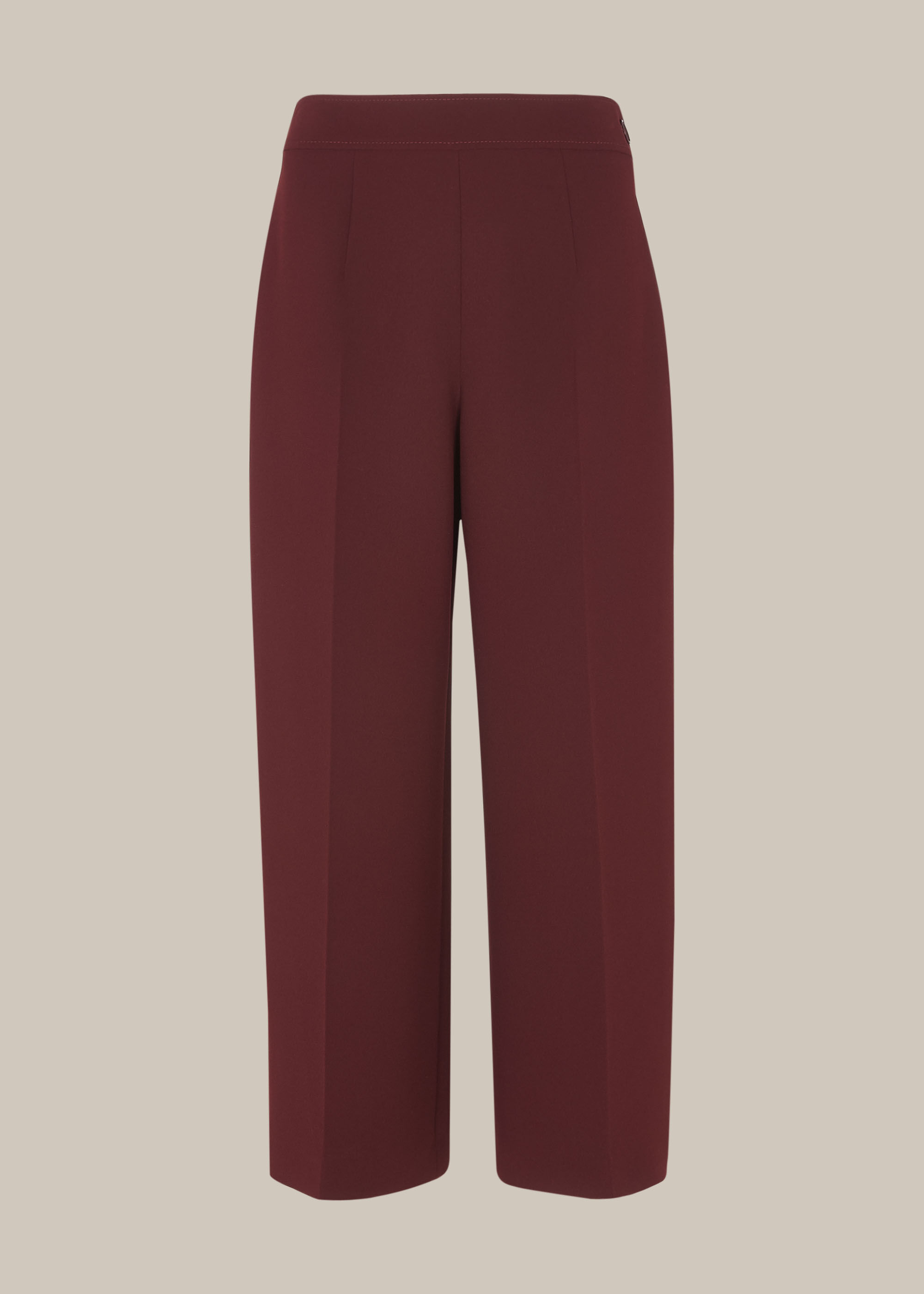 Burgundy Wide Leg Crop Trouser | WHISTLES | Whistles US |