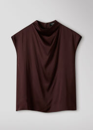 Cowl Neck Satin Sleeveless Top