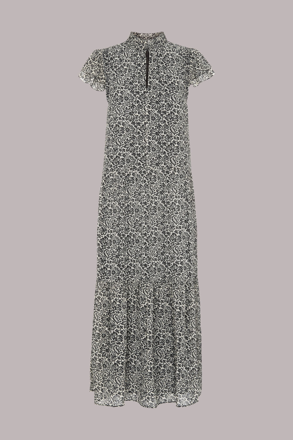 Black Indo Floral Print Tiered Dress