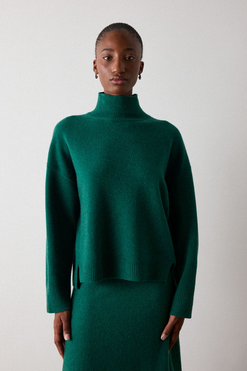 Wool Seam Detail Funnel Knit
