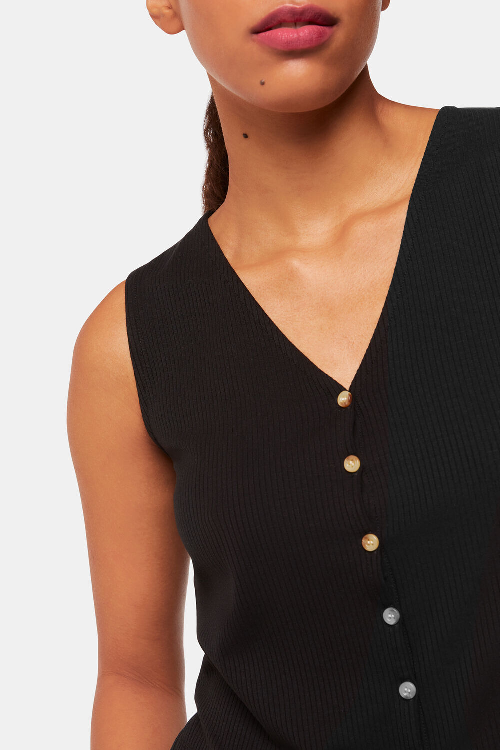 Button Front Rib Tank