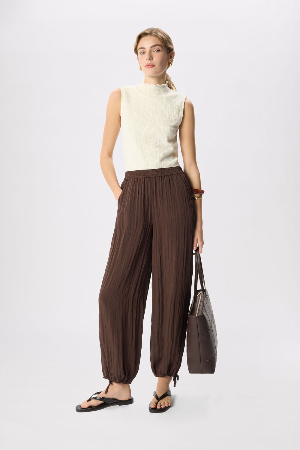 Ivory Textured Sleeveless Top