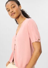 Short Sleeve Button Front Knit
