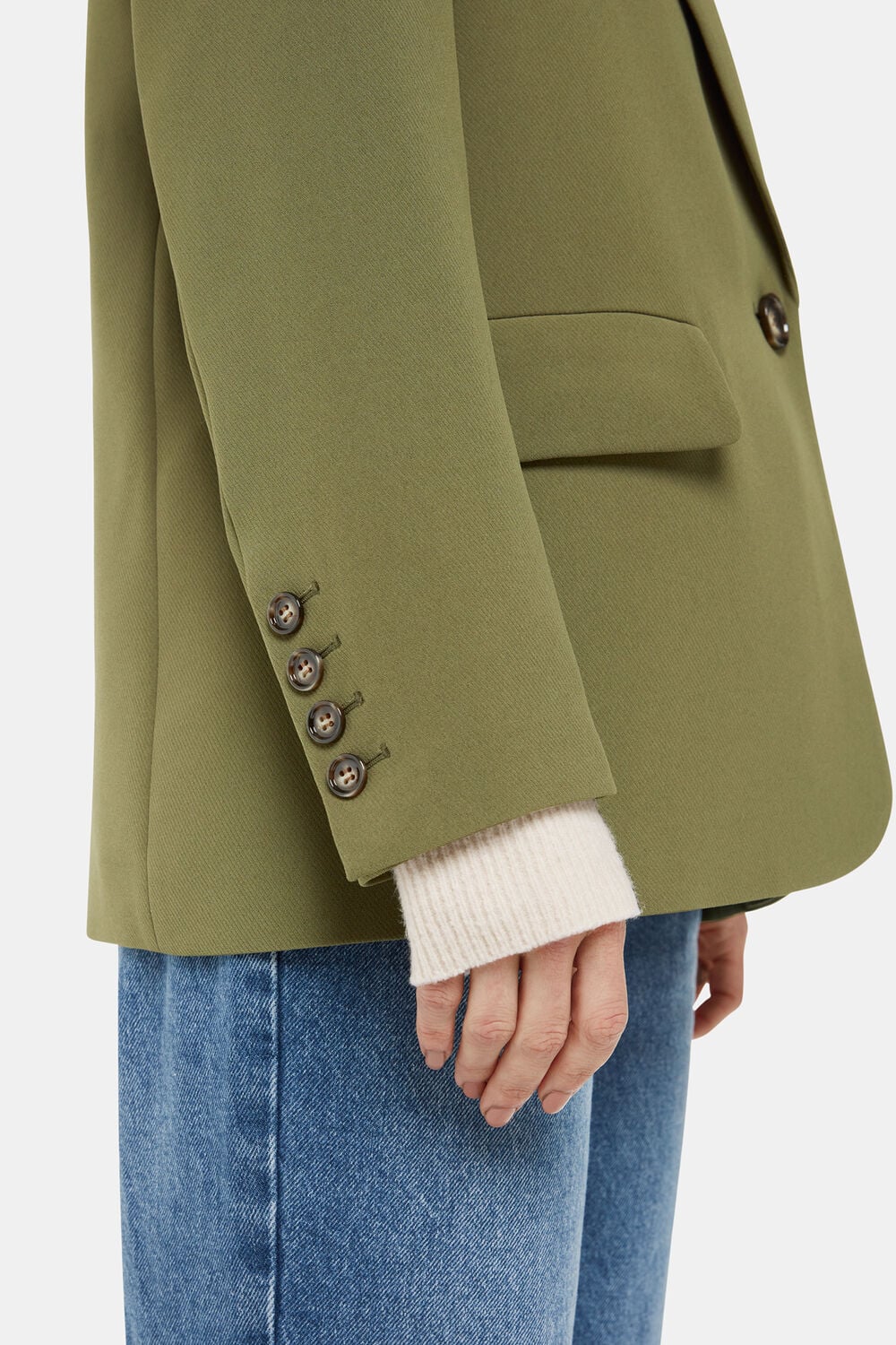 Khaki Petite Crepe Boyfriend Blazer
