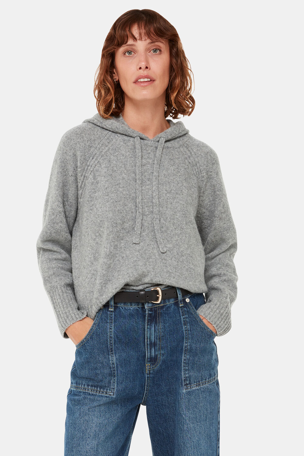 Grey Textured Hooded Sweater