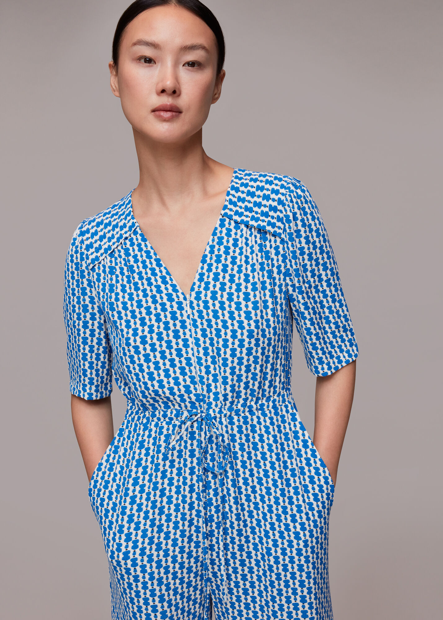 Blue/Multi Vertical Stack Jumpsuit WHISTLES