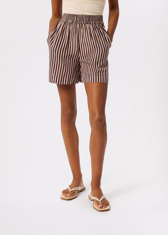 Burgundy Stripe Beach Shorts