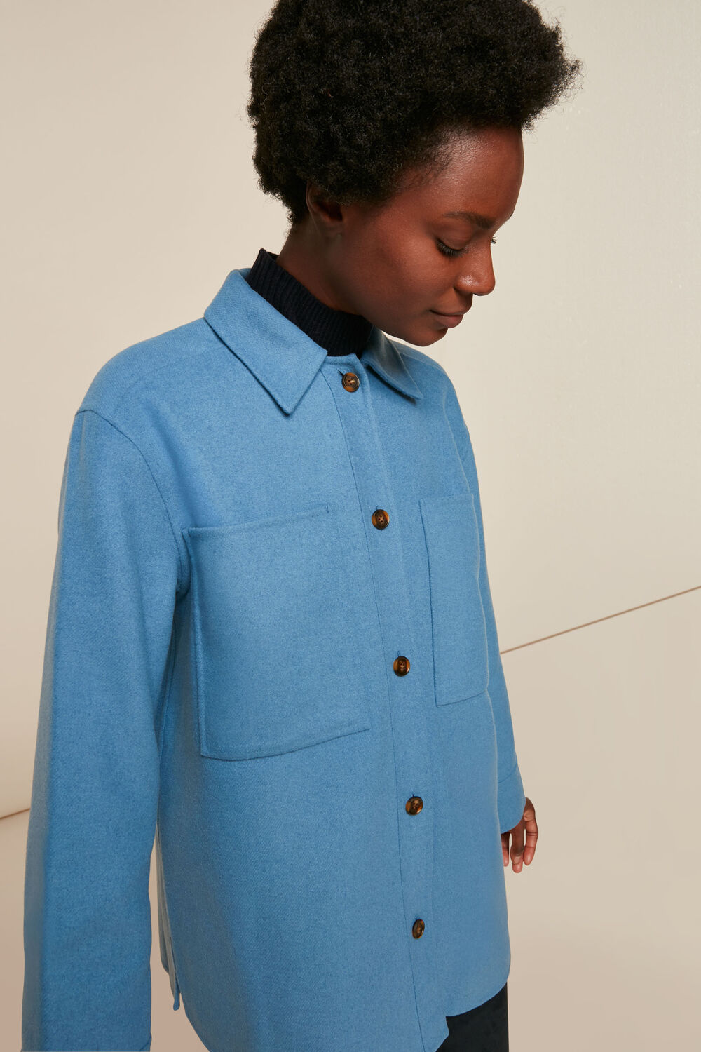 Pale Blue Classic Wool Overshirt