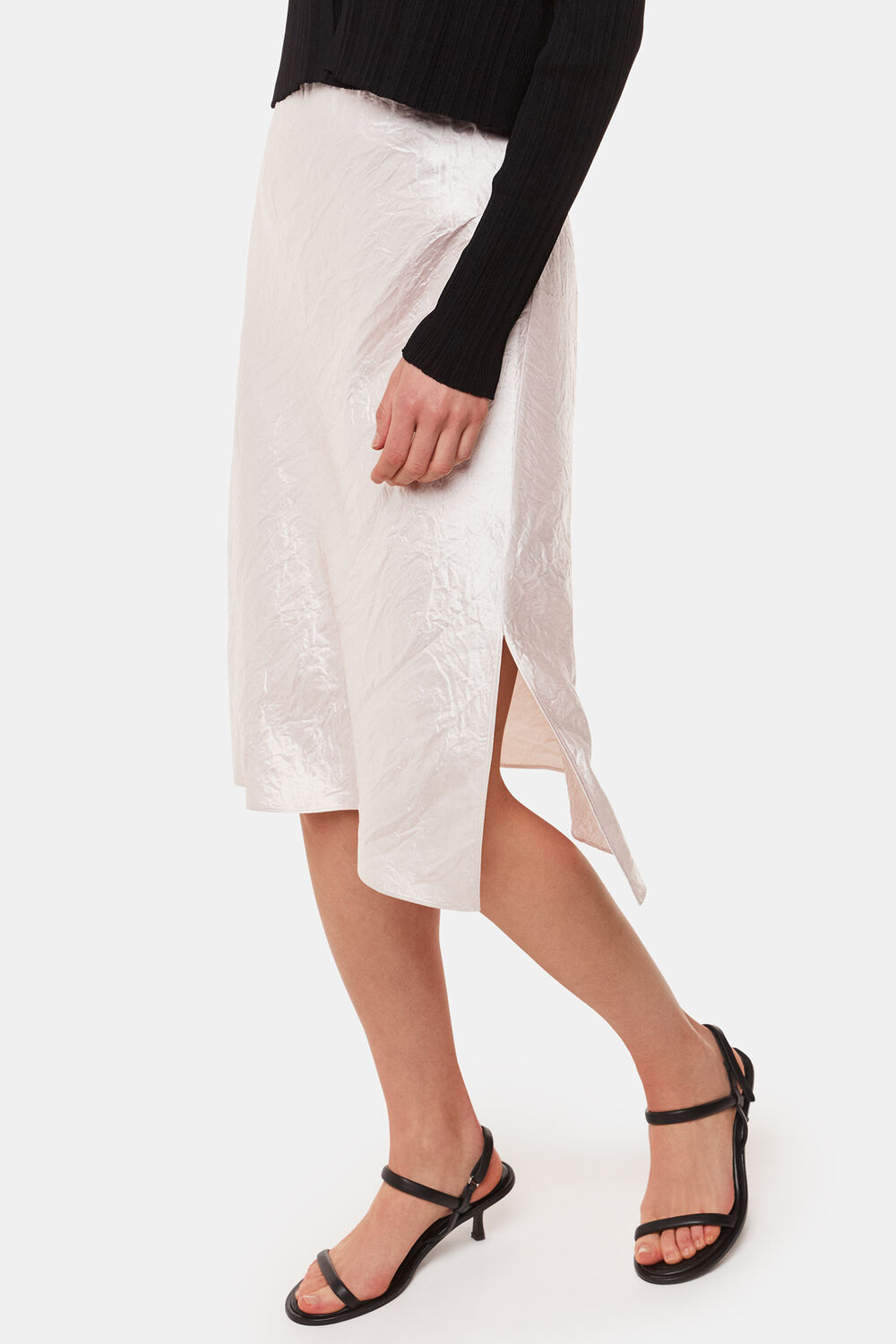 Satin Knee Length Skirt