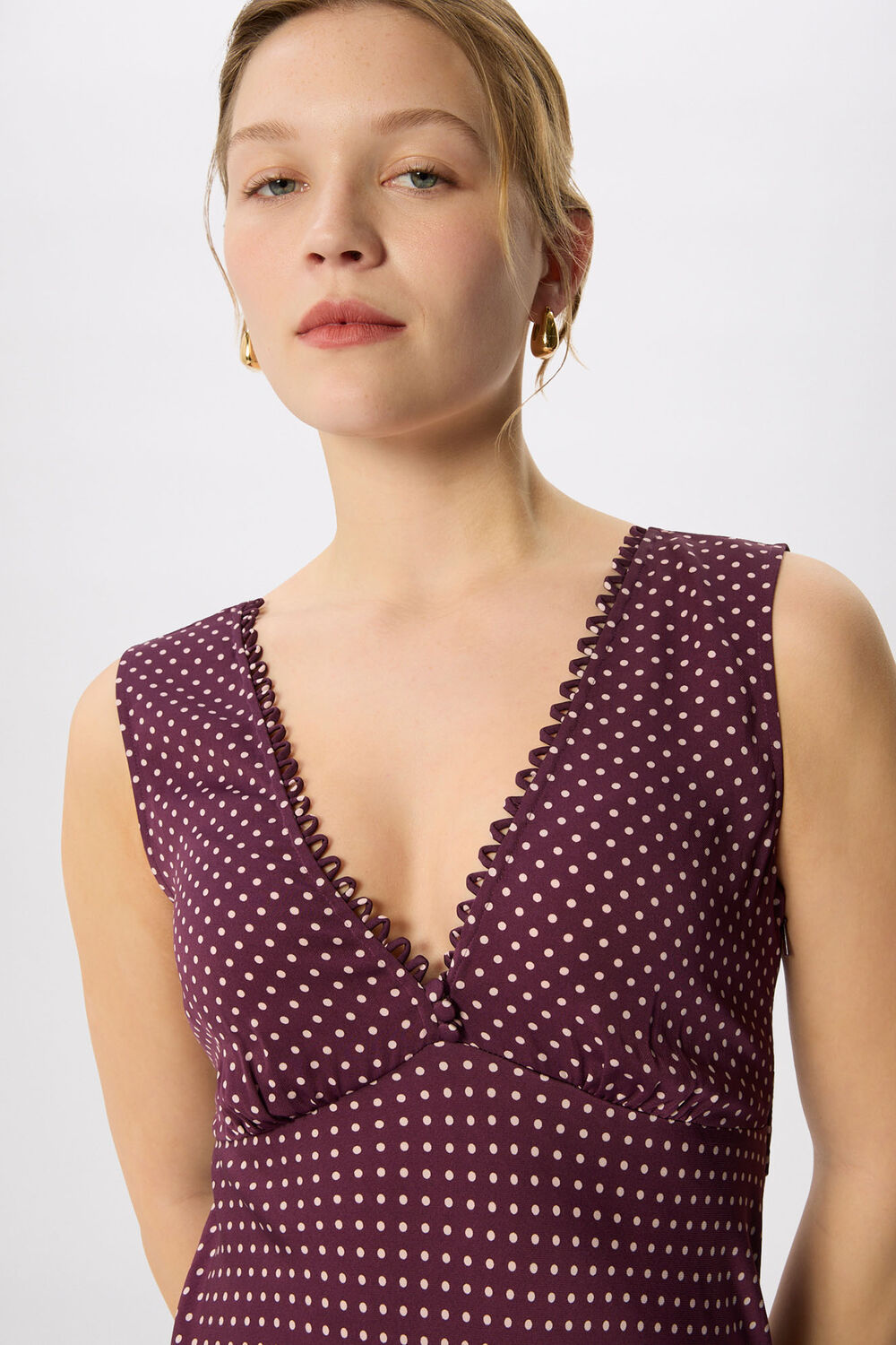 Purple Mini Spot Sleeveless Dress