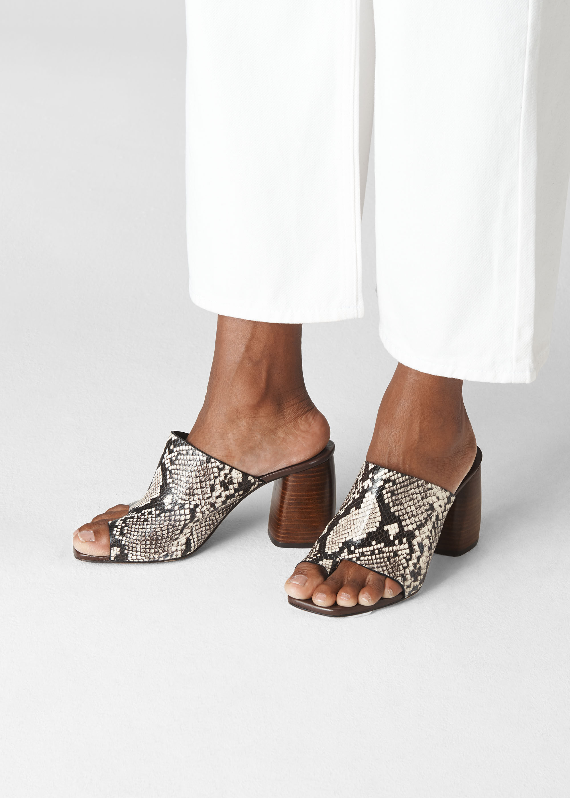 Snake Print Acre Toe Loop Mule 