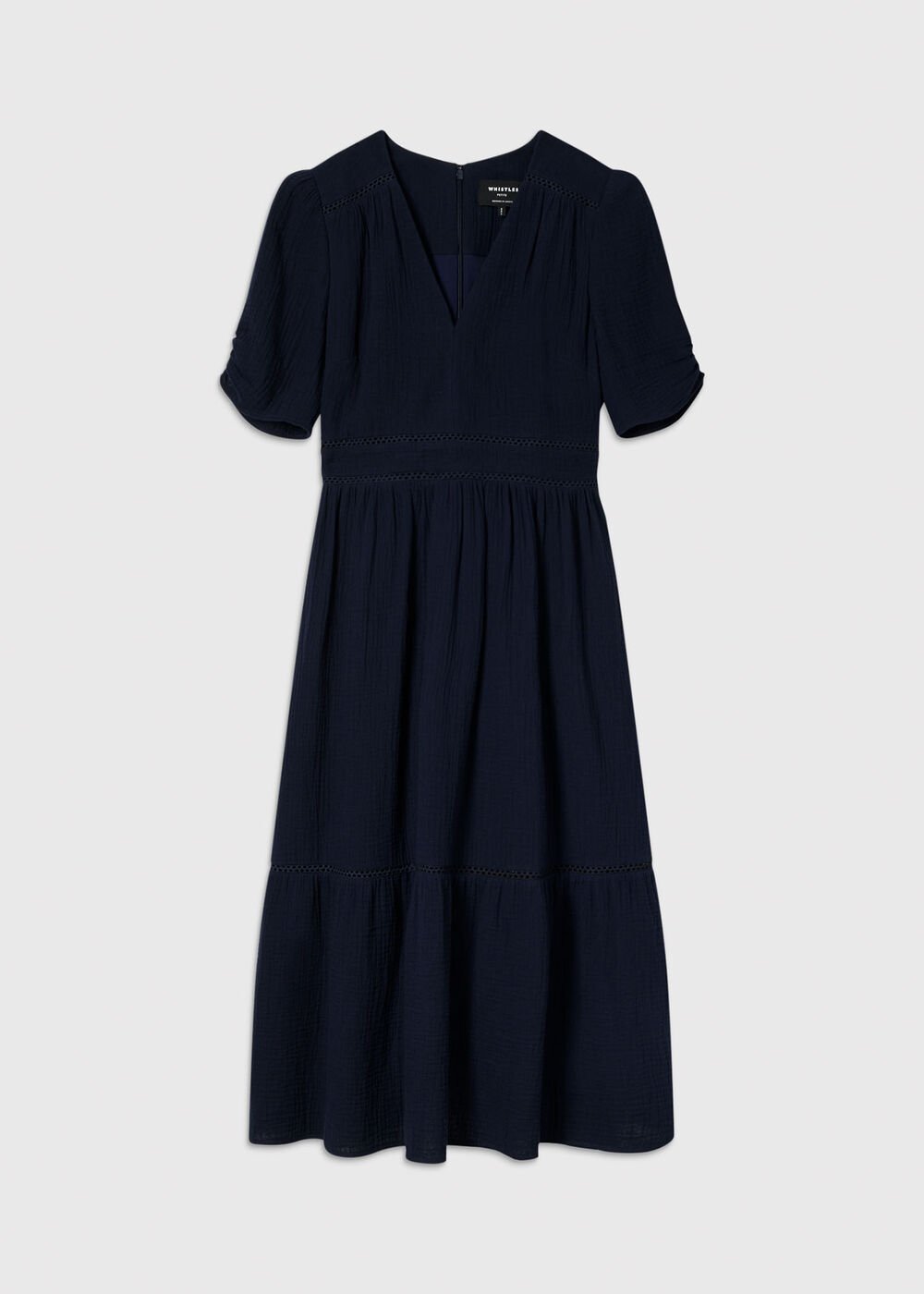 V Neck Textured Midi Dress