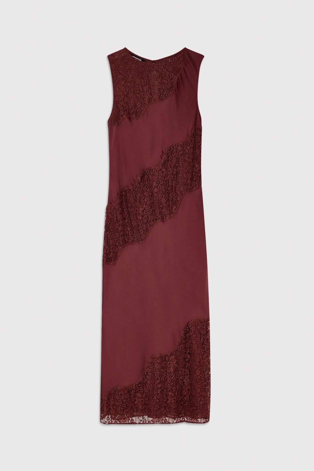 Brown Lace Insert Midi Dress