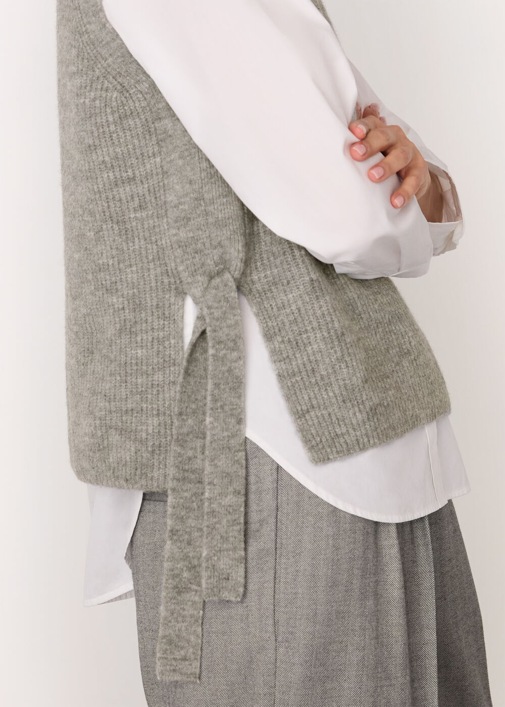 Wool Mix Side Tie Detail Tank