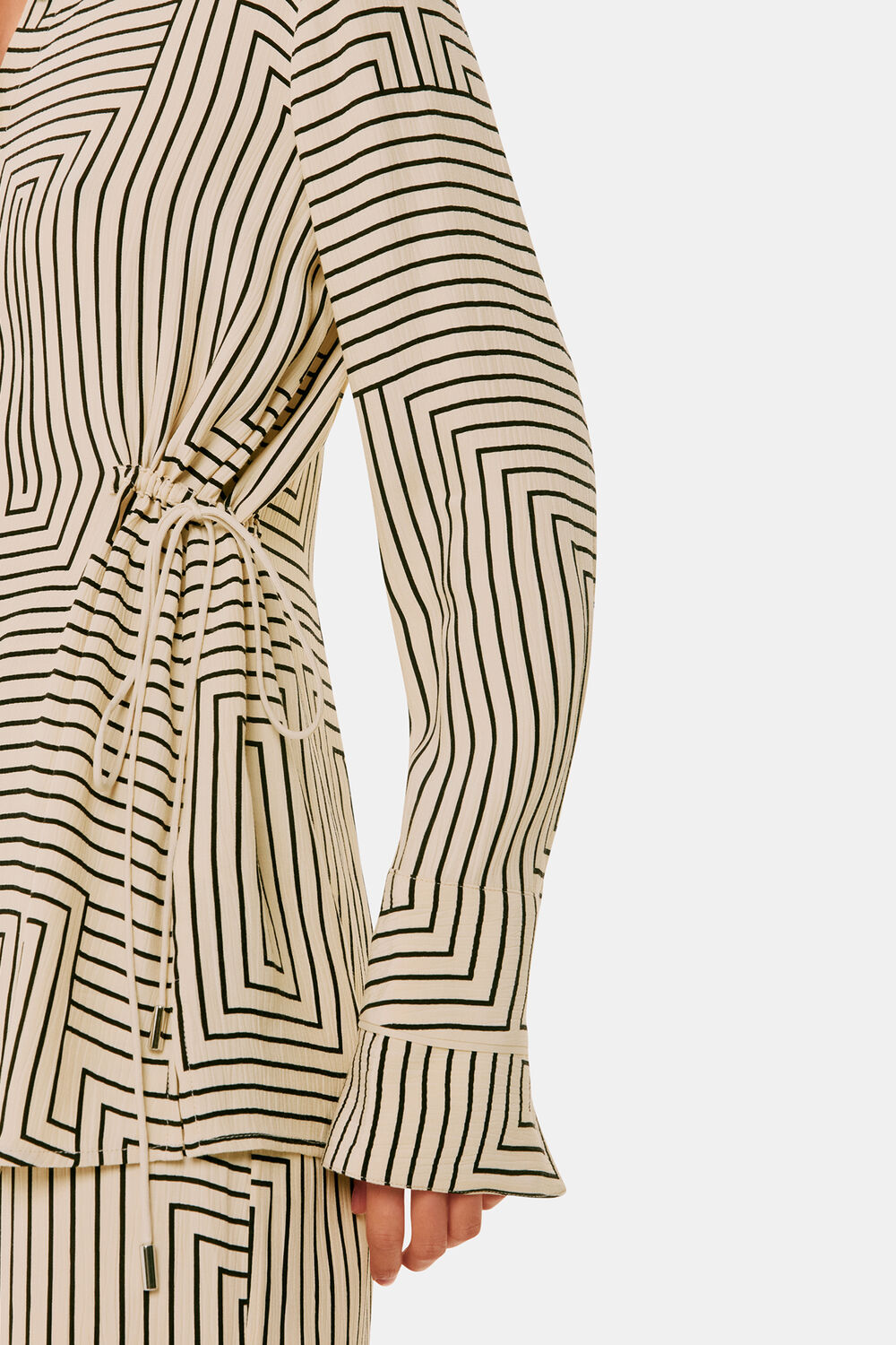 Angled Stripe Tie Detail Shirt