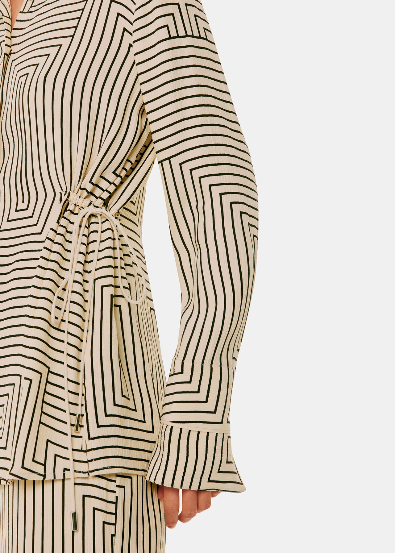 Angled Stripe Tie Detail Shirt
