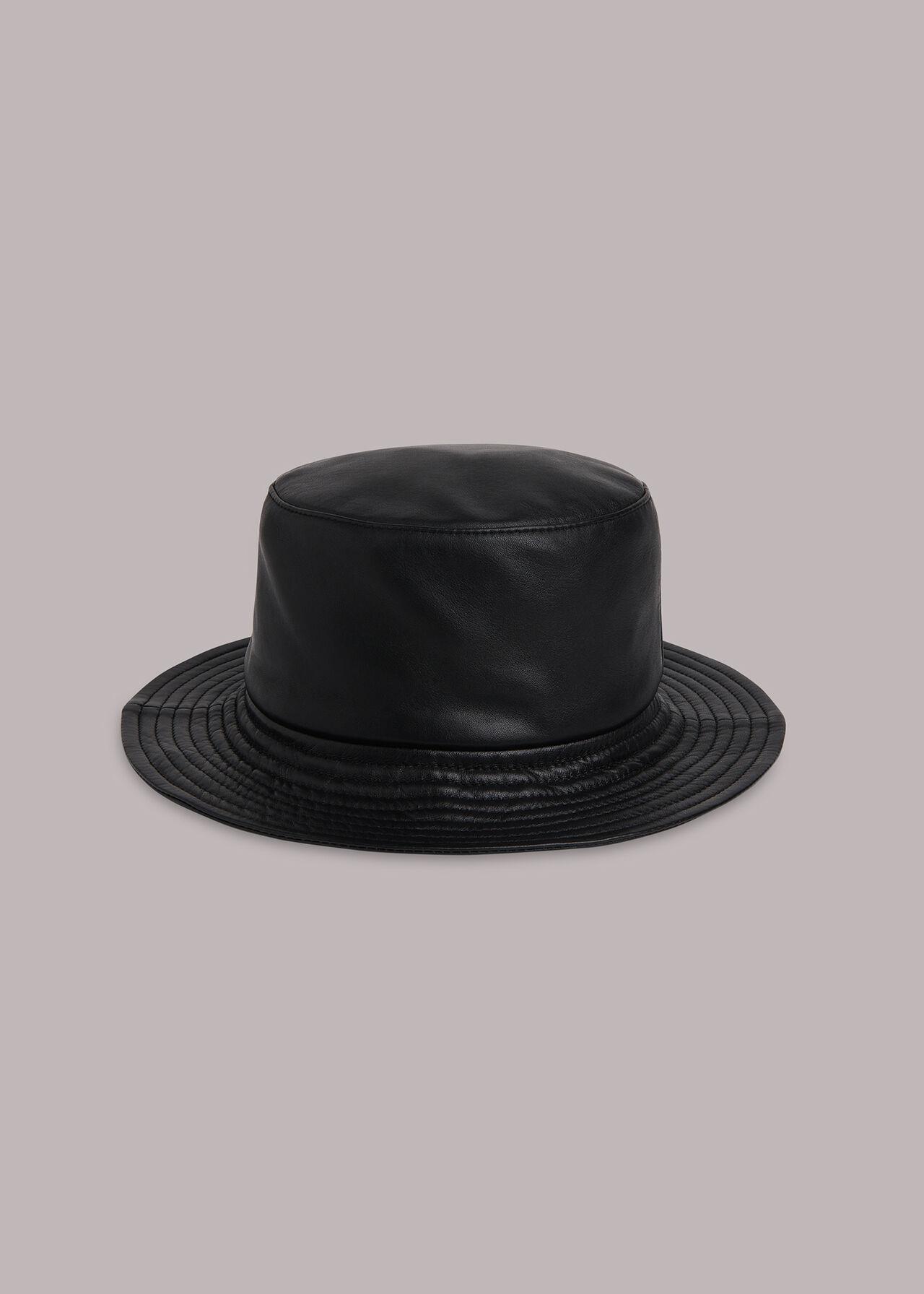 Black Leather Bucket Hat | WHISTLES | Whistles UK