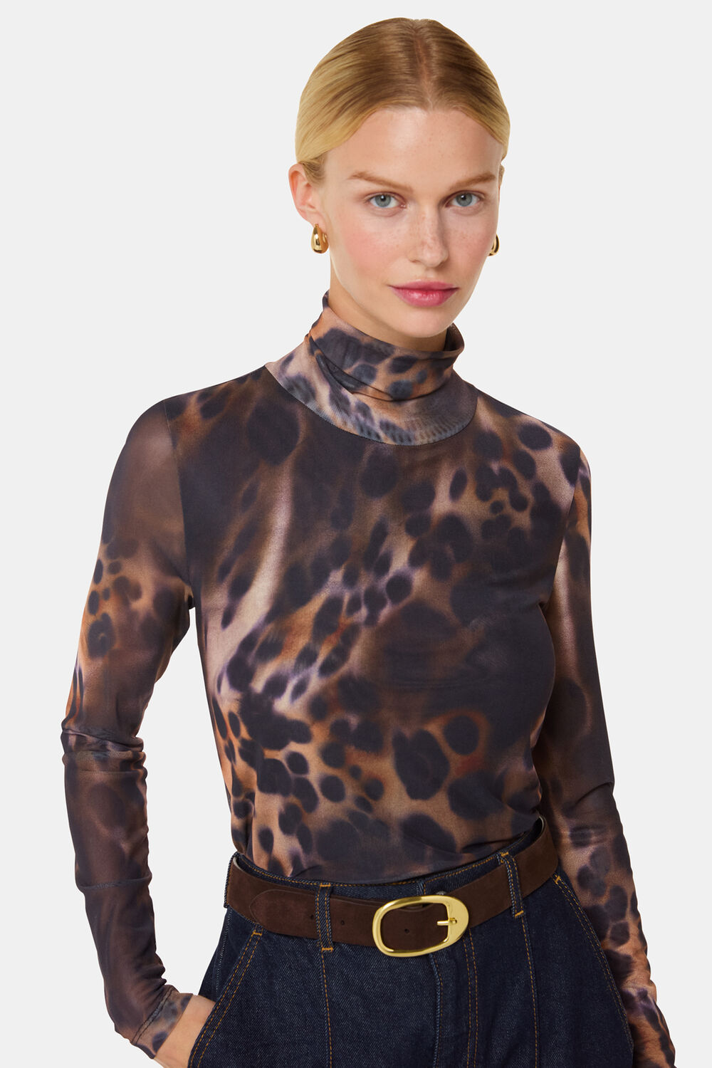 Misty Leopard Mesh Top