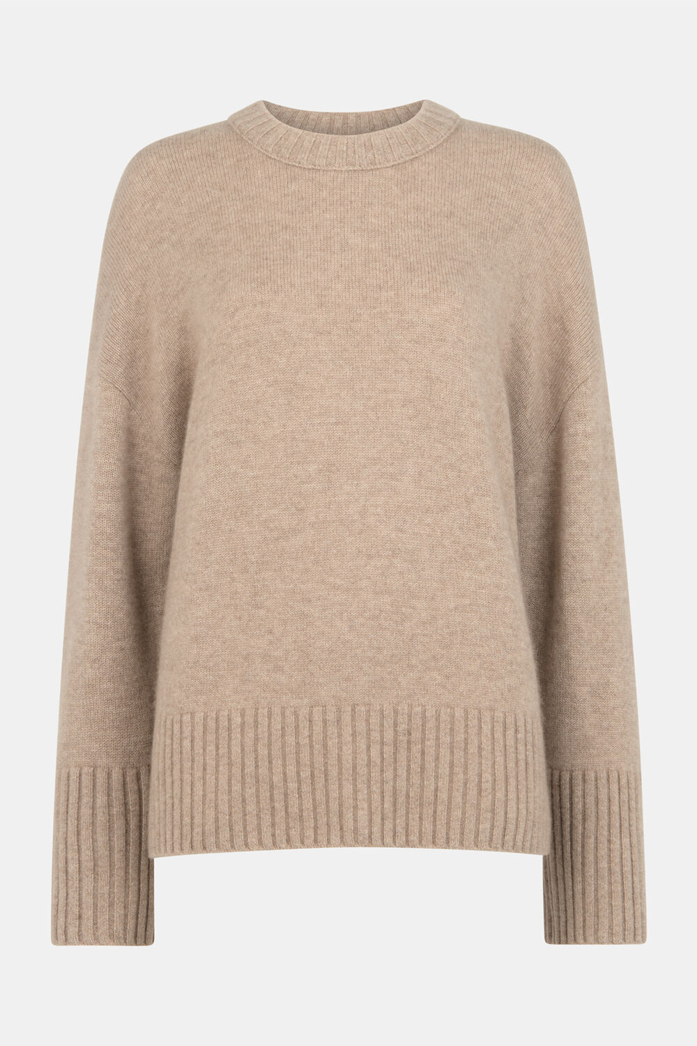 Neutral Heavy Cashmere Crew Neck Knit