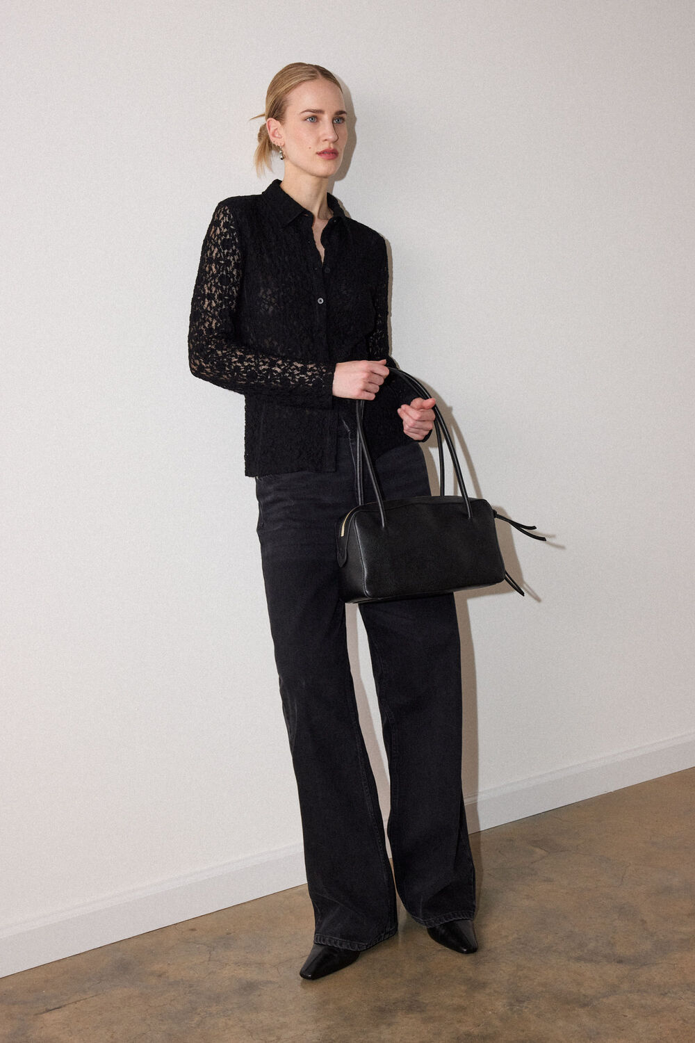 Black Lace Jersey Shirt