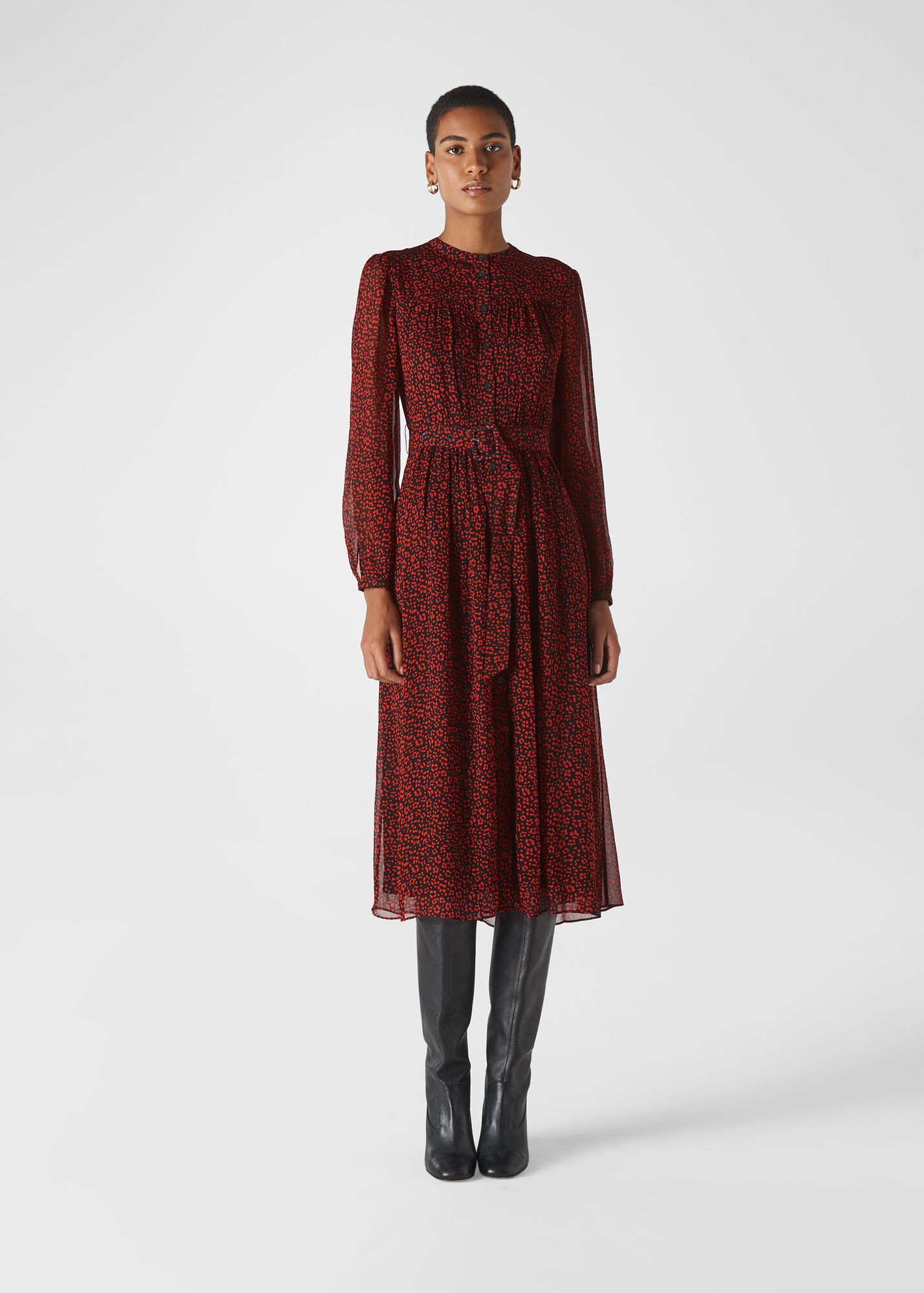 Red/Multi Bethany Mini Ikat Belted Dress | WHISTLES