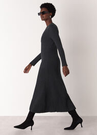 V Neck Cable Ribbed Knit Dress