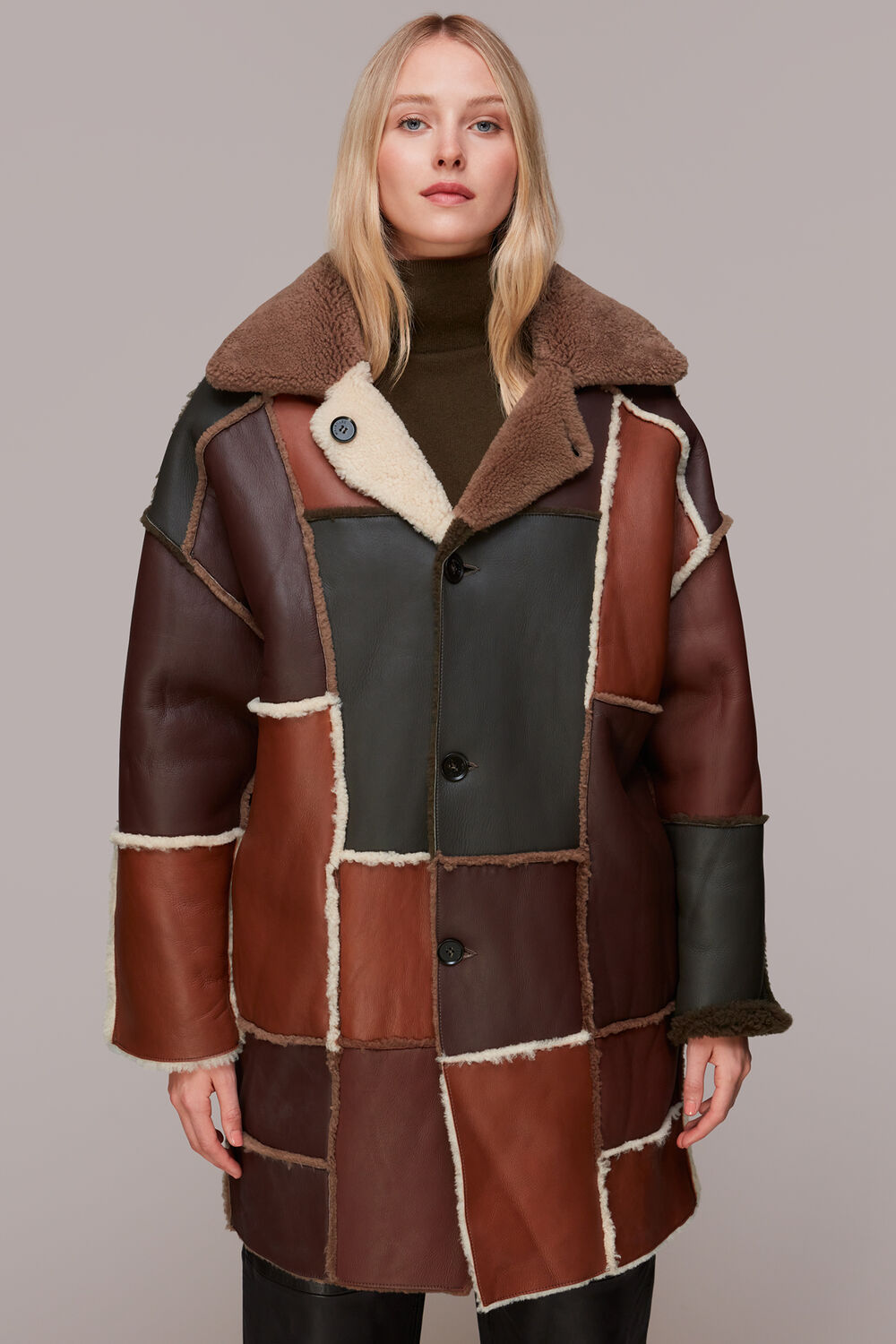 Brown Reversible Patchwork Coat