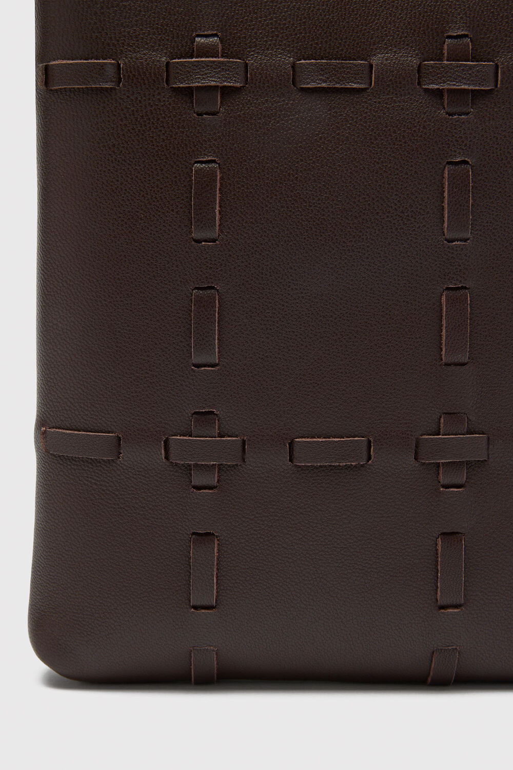 Chocolate Whipstitch Phone Bag