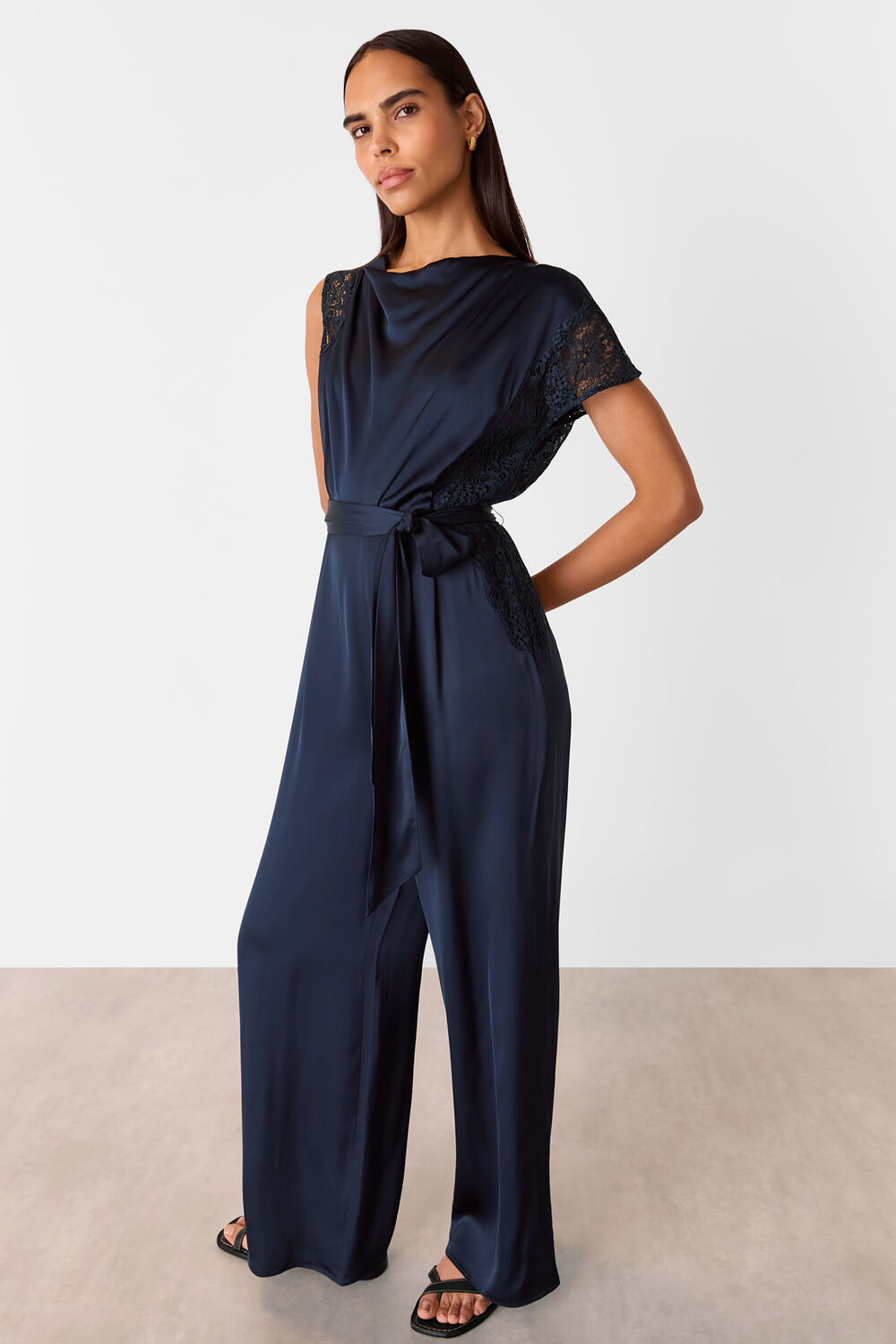 Satin Lace Occasion Jumpsuit