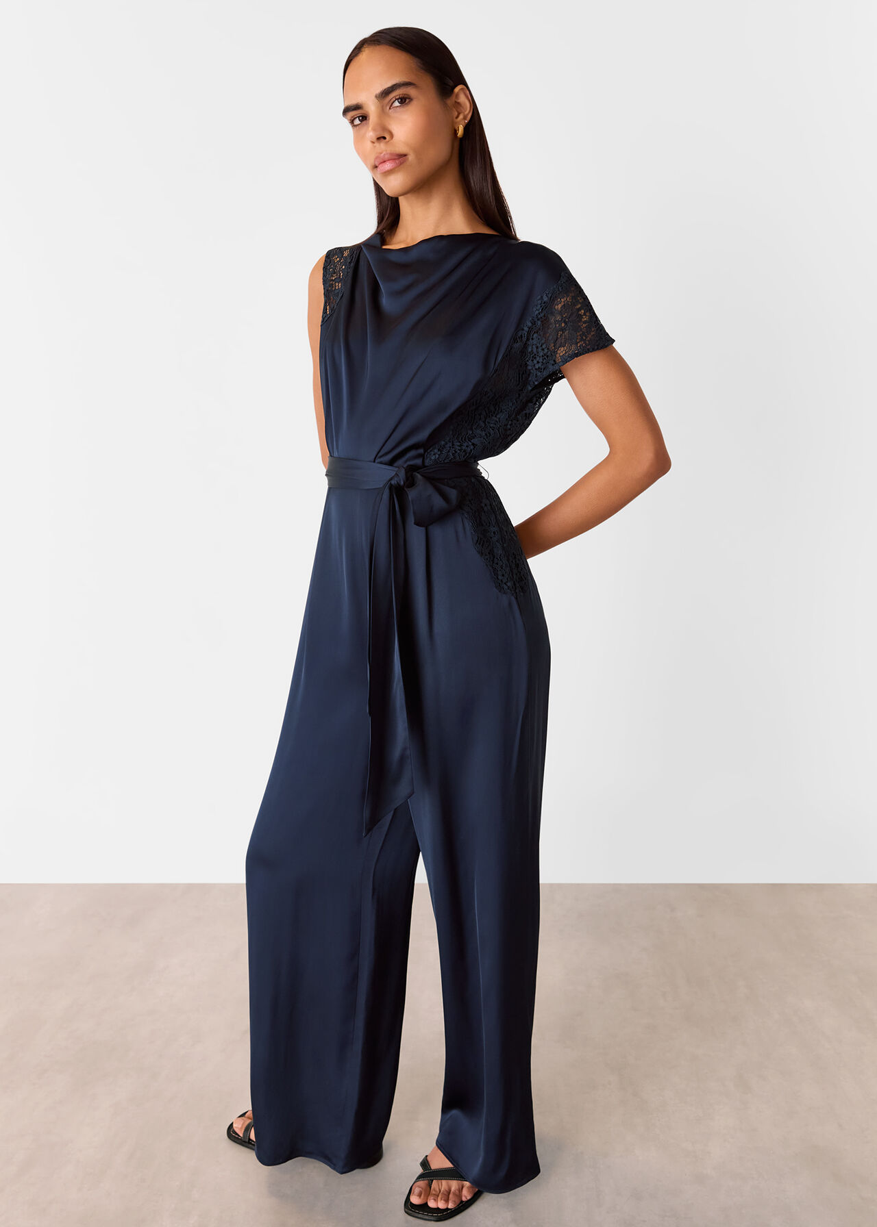 Satin Lace Occasion Jumpsuit