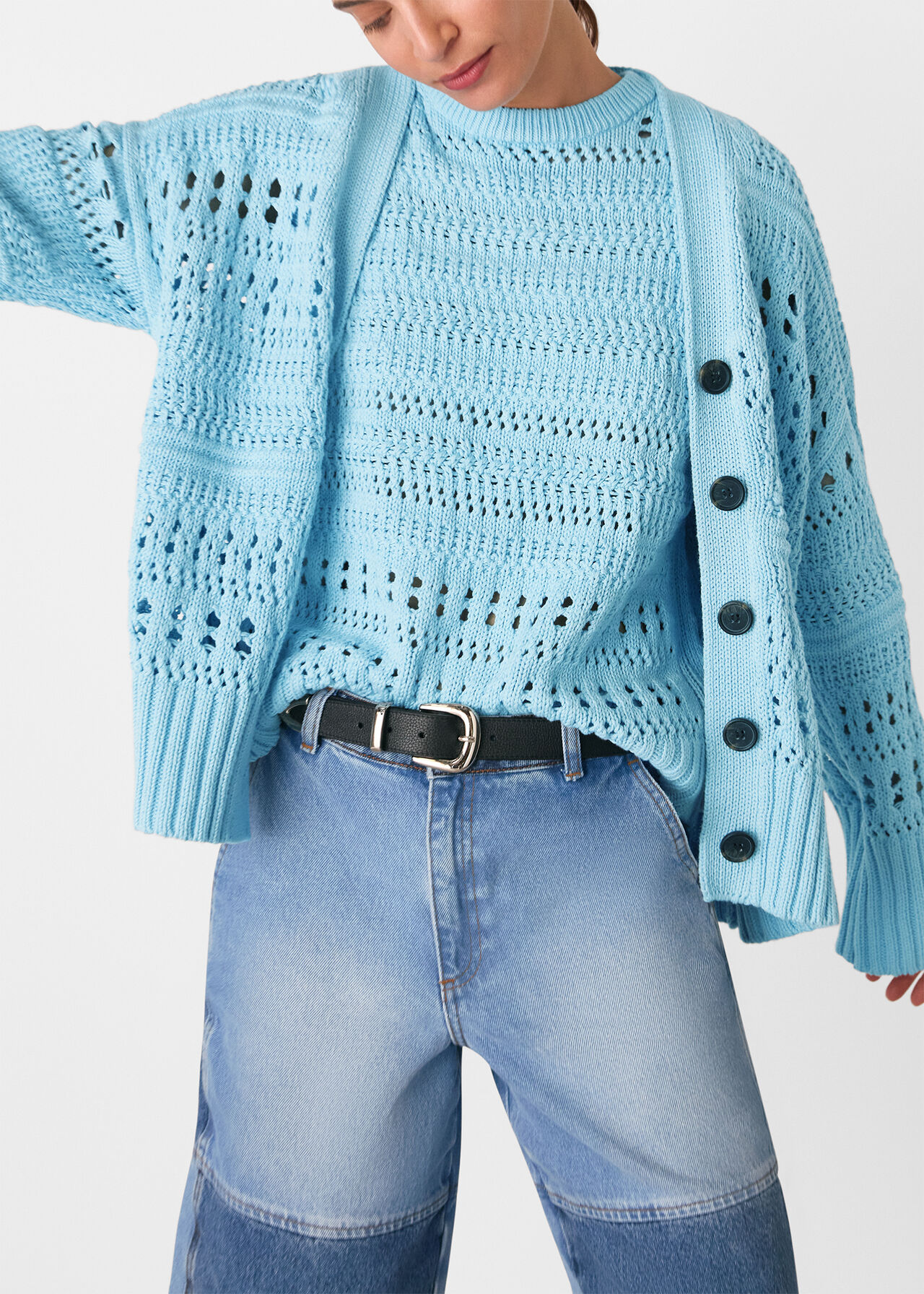 Cotton Pointelle Cardigan
