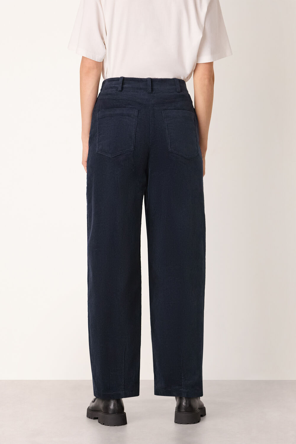 Navy Barrel Leg Cotton Cord Trouser