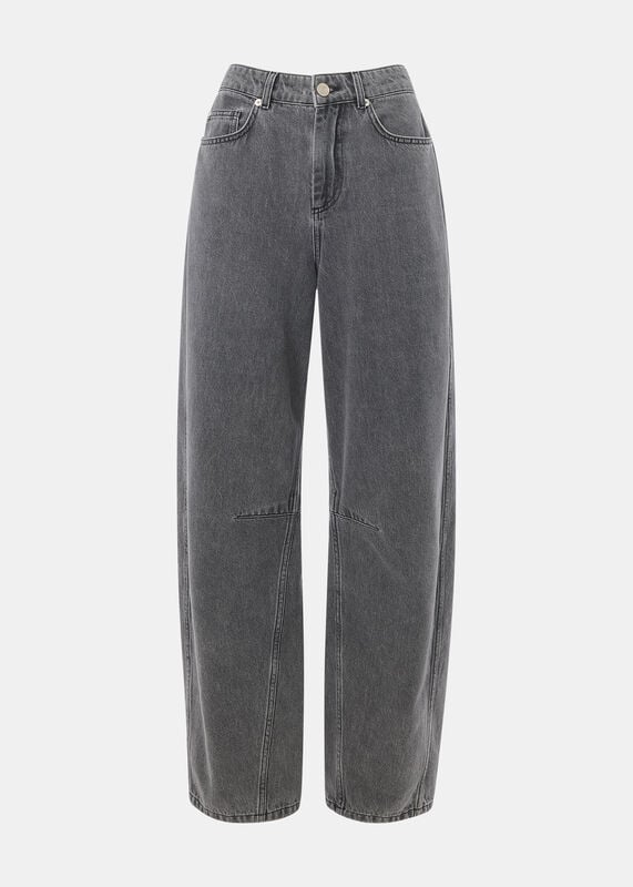 Grey Horseshoe Barrel Leg Jean