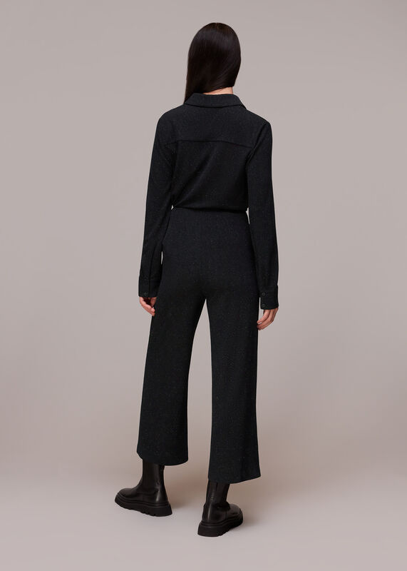 Black Sparkle Cropped Trouser
