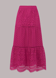 Broderie Midi Skirt Pink