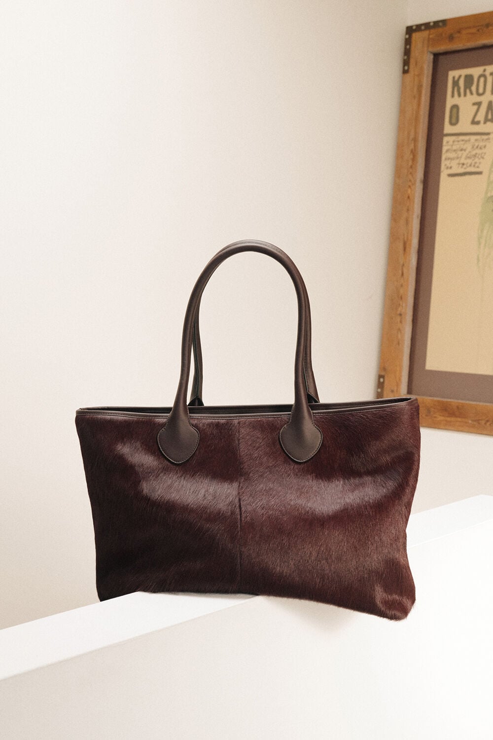 Plum Leandra Hair-On Leather Tote