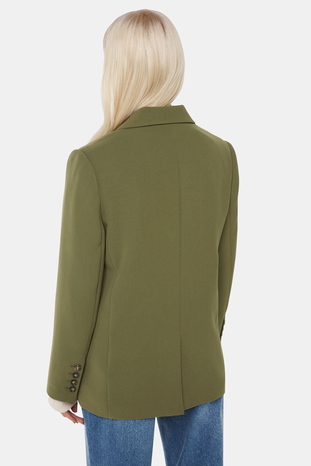 Khaki Petite Crepe Boyfriend Blazer