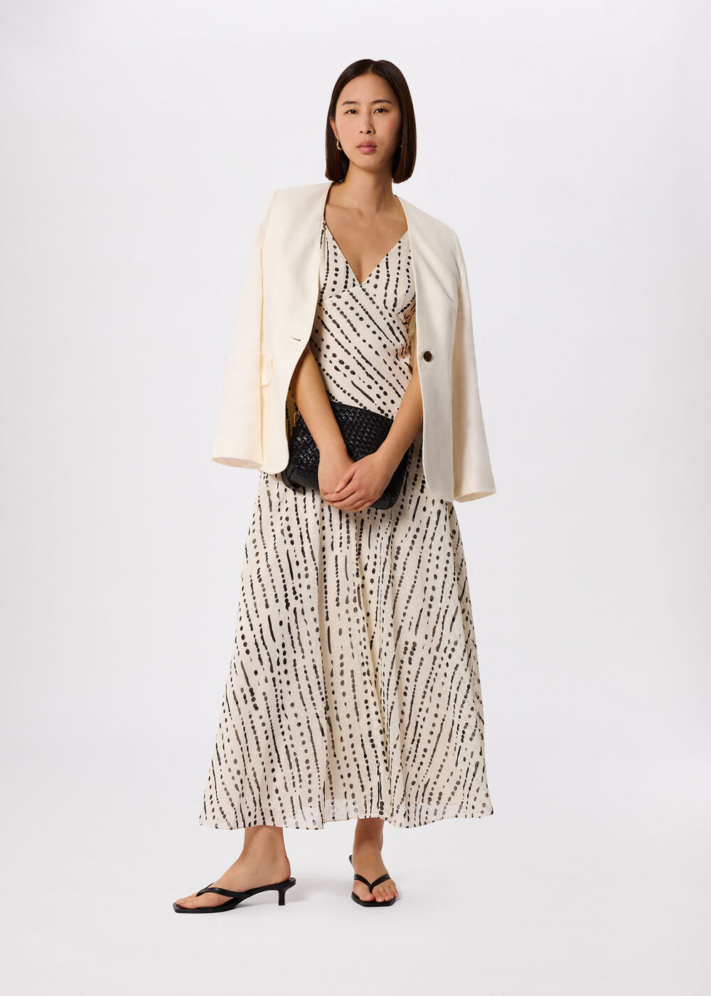 Collarless Linen Blazer