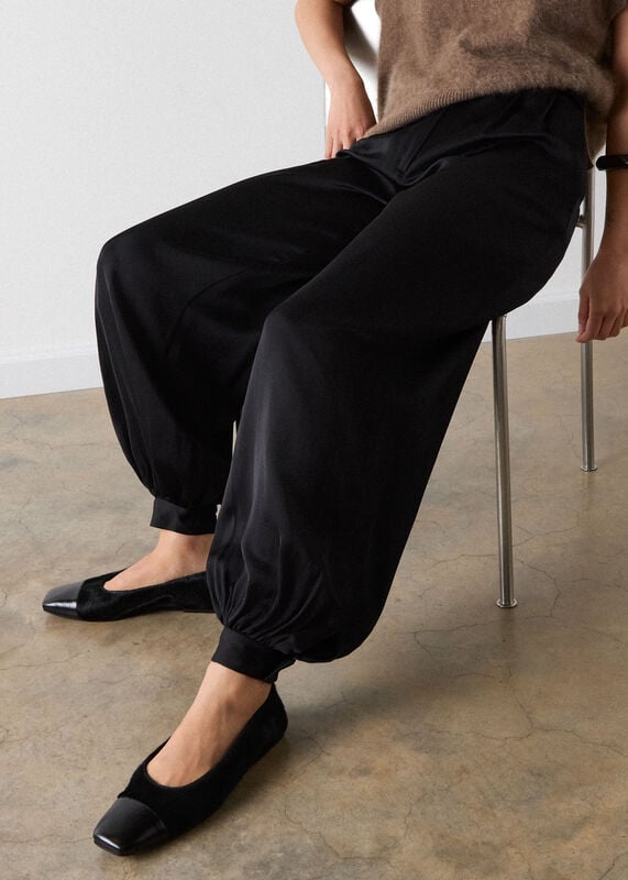 Black Satin Balloon Trouser