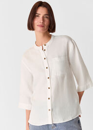 Linen Grandad Collar Shirt