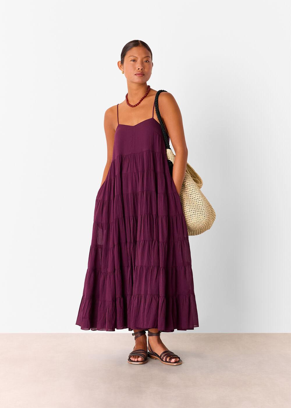 Petite Cotton Tiered Maxi Sun Dress