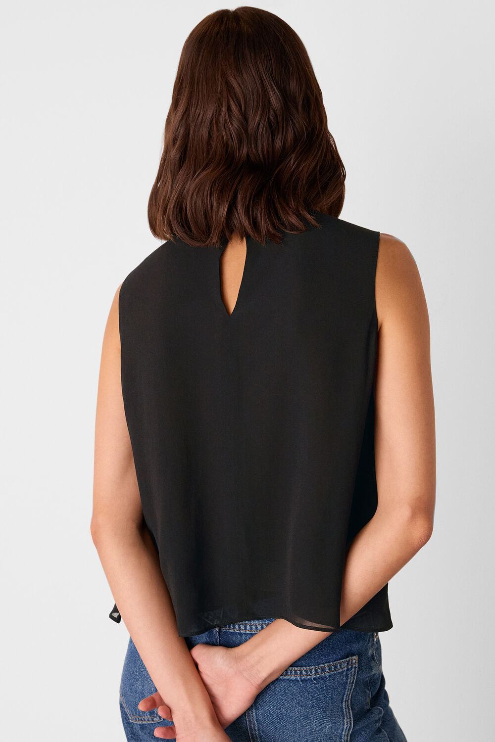 Black Frill Sleeveless Top