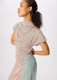 Petite Graphic Check Cowl Neck Dress